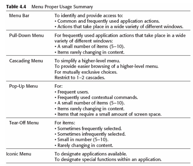 Selecting Menu Choices