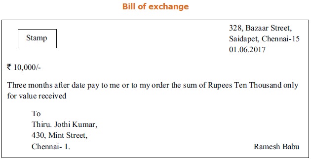 bill of exchange format in india