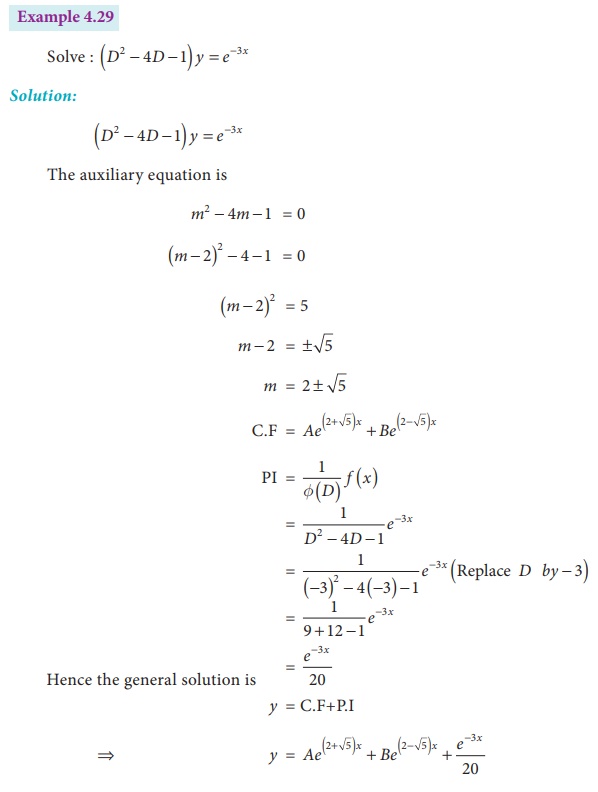 Second Order First Degree Differential Equations With Constant Coefficients Solved Example Problems With Answer Solution Formula