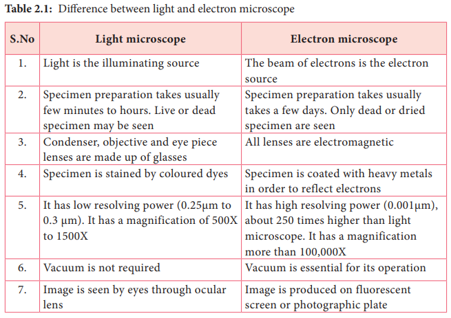Difference between light and electron microscope